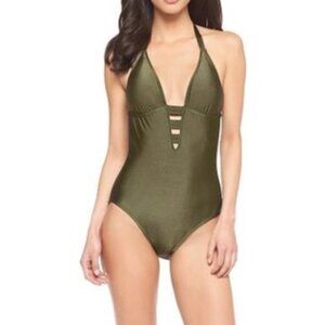 Mossimo NWOT Olive Green Halter Strappy One Piece Halter Swimsuit